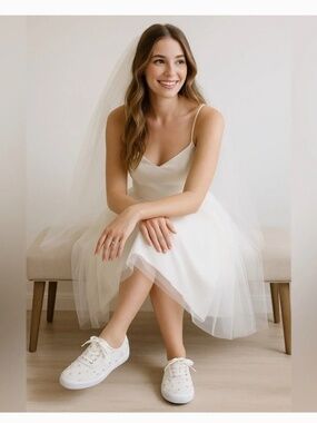 Kate Spade and Keds White Rhinestone Sneakers size 8